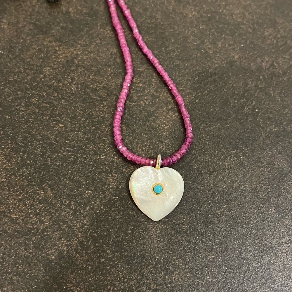 Lizzie Fortunato Purple Bead Necklace with Heart Pendant - Picture 2 of 2